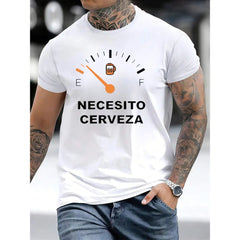 Men's Crew-Neck T-Shirt with Letter Pattern
