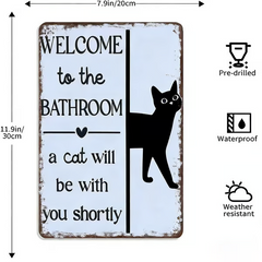 Vintage Black & White Cat Wall Art