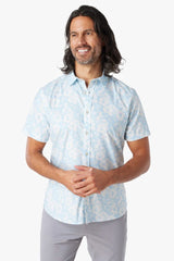 Light Blue Hibiscus Short Sleeve Windward Shirt