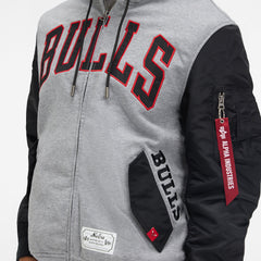 Alpha Industries x Golden State Warriors Gray MA-1 Full Zip Fleece Jacket