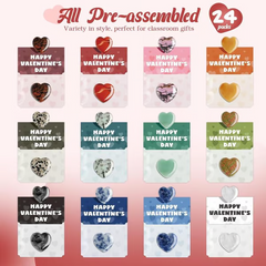 Valentine's Day Gemstone Gift 24 pre-packaged heart-shaped gemstone cards