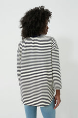 Navy Striped Knit Popover