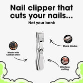 Silver Black Colored Large Opening Splash-Proof Stainless Steel Nail Clippers