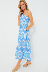 Exclusive Blue Odisha One Shoulder Maxi Dress