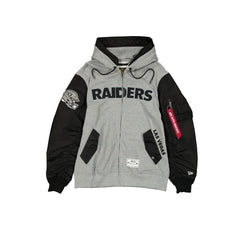 Alpha Industries x Las Vegas Raiders Gray MA-1 Full Zip Fleece Jacket