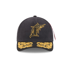 Alpha Industries x Miami Marlins Black 9FORTY M-Crown A-Frame Snapback Hat
