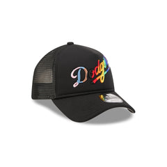 Los Angeles Dodgers Rainbow Wordmark 9FORTY A-Frame Trucker Hat