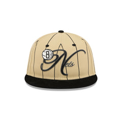 Brooklyn Nets Pinstripe Script Retro Crown 9FIFTY Adjustable Hat