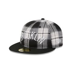 Brooklyn Nets Grunge Plaid Retro Crown 59FIFTY Fitted Hat