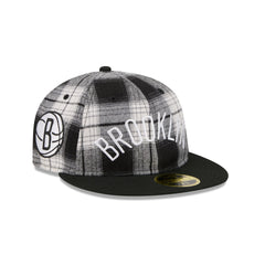 Brooklyn Nets Grunge Plaid Retro Crown 59FIFTY Fitted Hat