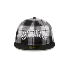 Brooklyn Nets Grunge Plaid Retro Crown 59FIFTY Fitted Hat