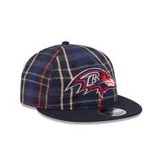 Baltimore Ravens Grunge Plaid Retro Crown 9FIFTY Adjustable Hat
