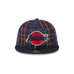 Los Angeles Lakers Grunge Plaid Retro Crown 9FIFTY Adjustable Hat