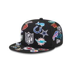 NFL All Over Logo Black 59FIFTY Fitted Hat
