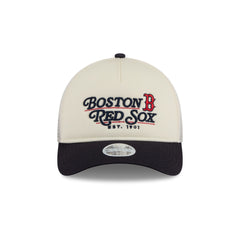 Boston Red Sox Retro Chrome Women's White 9FORTY M-Crown A-Frame Trucker Hat