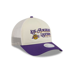 Los Angeles Lakers Retro Chrome Women's White 9FORTY M-Crown A-Frame Trucker Hat