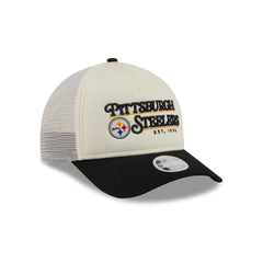 Pittsburgh Steelers Retro Chrome Women's White 9FORTY M-Crown A-Frame Trucker Hat