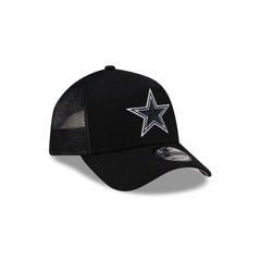 Dallas Cowboys Side Script Black 9FORTY A-Frame Trucker Hat