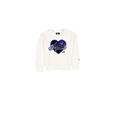 Buffalo Bills Girls Sequin Heart Chrome White Crewneck