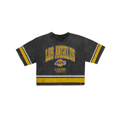 Los Angeles Lakers Women's Vintage Stripe Cropped T-Shirt