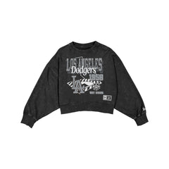 Los Angeles Dodgers Women's Throwback Cropped Washed Black Crewneck