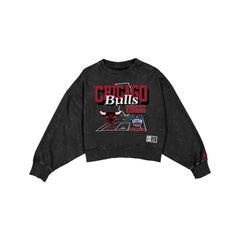 Chicago Bulls Women's Throwback Cropped Washed Crewneck