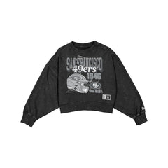 San Francisco 49ers Women's Throwback Cropped Washed Black Crewneck