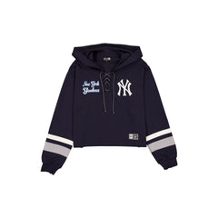 New York Yankees Women's Throwback Cropped Tie Hoodie