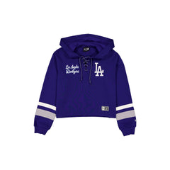 Los Angeles Dodgers Women's Throwback Cropped Tie Hoodie