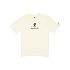 Detroit Tigers Gothic Lettering Chrome White T-Shirt