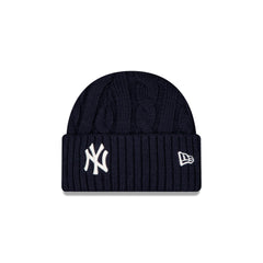 New York Yankees Short Cuff Cable Knit Navy Beanie Hat