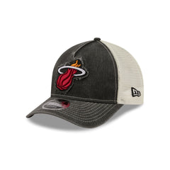 Miami Heat Frayed Logo 9FORTY M-Crown A-Frame Trucker Hat