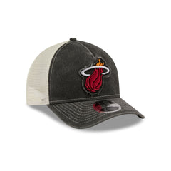Miami Heat Frayed Logo 9FORTY M-Crown A-Frame Trucker Hat