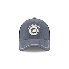 Chicago Cubs Navy Brushed Chambray 9FORTY A-Frame Trucker Hat