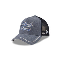 Atlanta Braves Navy Brushed Chambray 9FORTY A-Frame Trucker Hat
