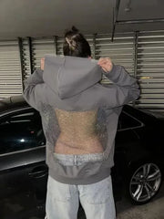 Backless Openwork Mesh Hoodie