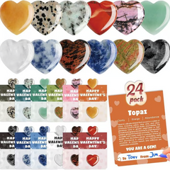 Valentine's Day Gemstone Gift 24 pre-packaged heart-shaped gemstone cards