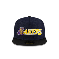 Los Angeles Lakers Navy Denim 59FIFTY A-Frame Fitted Hat