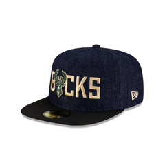 Milwaukee Bucks Navy Denim 59FIFTY A-Frame Fitted Hat