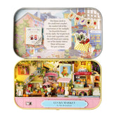 Kisoy Dollhouse Miniature with Furniture Kit Handmade DIY House Model for Teens mature-themed Gift (Lucky Market)
