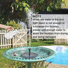Solar-powered bird bath fountain