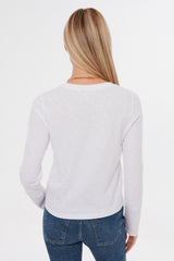 White Modern Slub Long Sleeve Tee