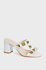 Studded White Adel Heels