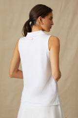 White Sleeveless Caroline Polo