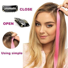 Colored straight hair extension clips