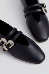Black Claudia Western Leather Slippers