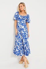 Blue Floral Seaport Midi Dress