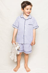 Kid's Navy French Ticking Short Set