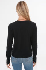 Black Modern Slub Long Sleeve Tee
