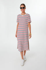 Americana Stripe Short Sleeve Gio Maxi Dress